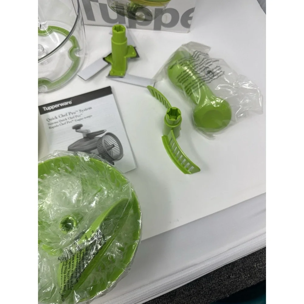 NIB Tupperware Quick Chef Pro System - Food Processor,Salad Spinner, Chop, Green